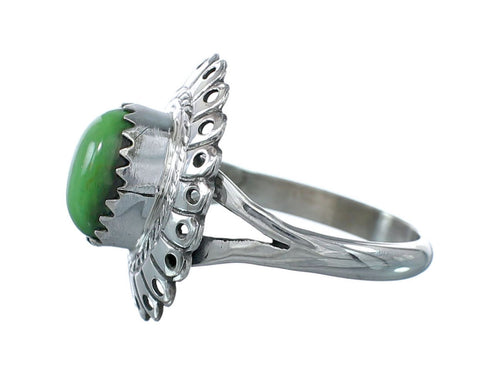 Southwestern Manmade Gaspeite Sterling Silver Ring Size 6-1/4 JX130379